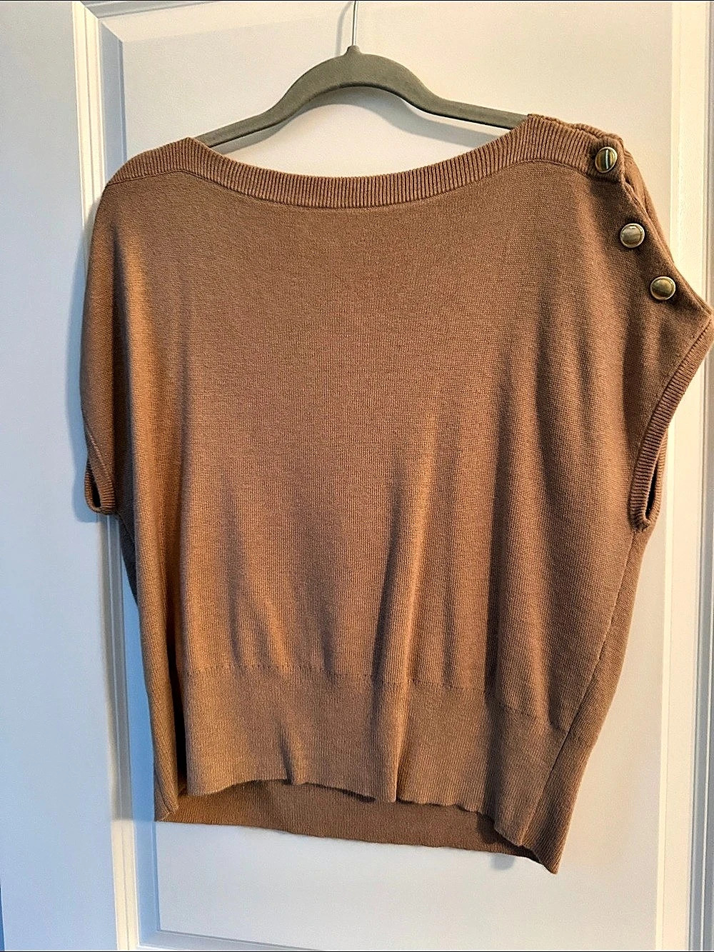 Ann Taylor Brown Button Shoulder Sweater